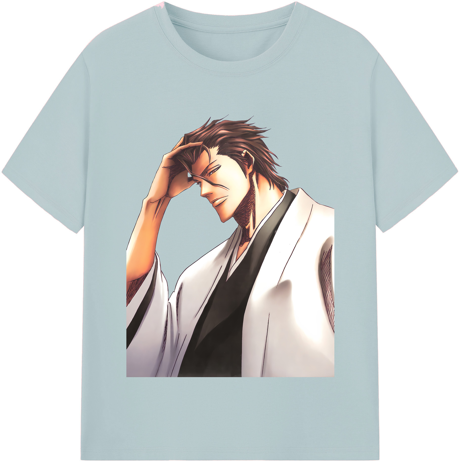 （画像用） ブリーチ 藍染 惣右介（あいぜん そうすけ） BLEACH Aizen Sousuke 綿100％半袖Tシャツ（フロントプリント）